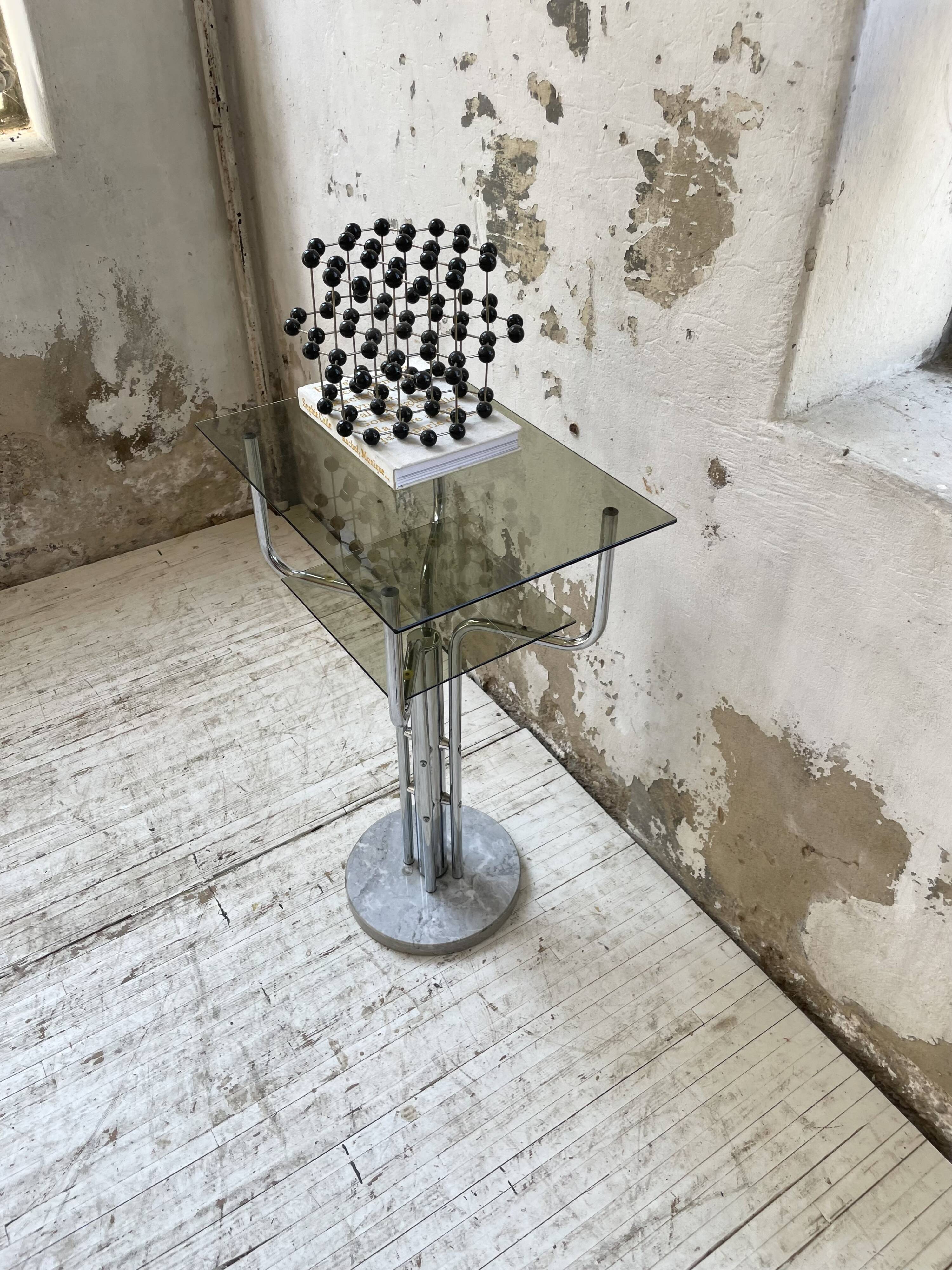 80s glass and marble console