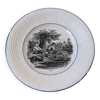 Assiette porcelaine Digoin & Sarreguemines parlante «  JUIN »