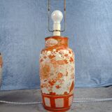 Japanese Kutani tablelamps made from porcelain vases from Meiji period (1868-1912). A pair.