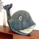 Vintage giant whale wicker storage box