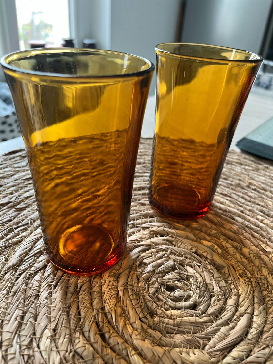 Set of 2 amber Duralex glasses – 12.5 cm (vintage 70s)