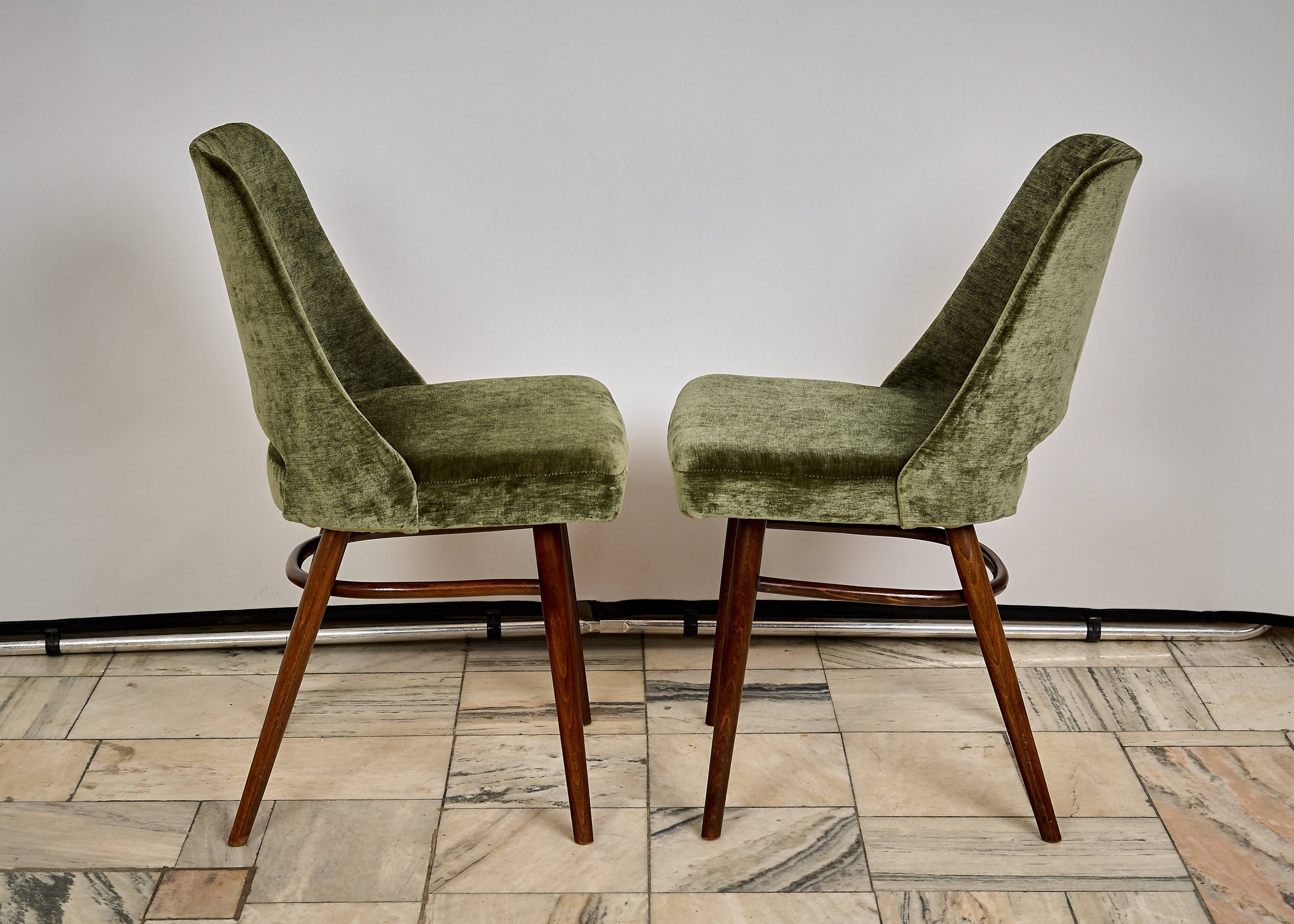 Set of four chairs designed by Radomir Hoffman, TON Czechoslovakia, 1960s.