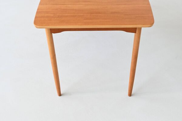 Table à manger à abattants Hans Wegner en bois de plage et teck Danemark 1950