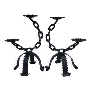 Paire bougeoirs chaines