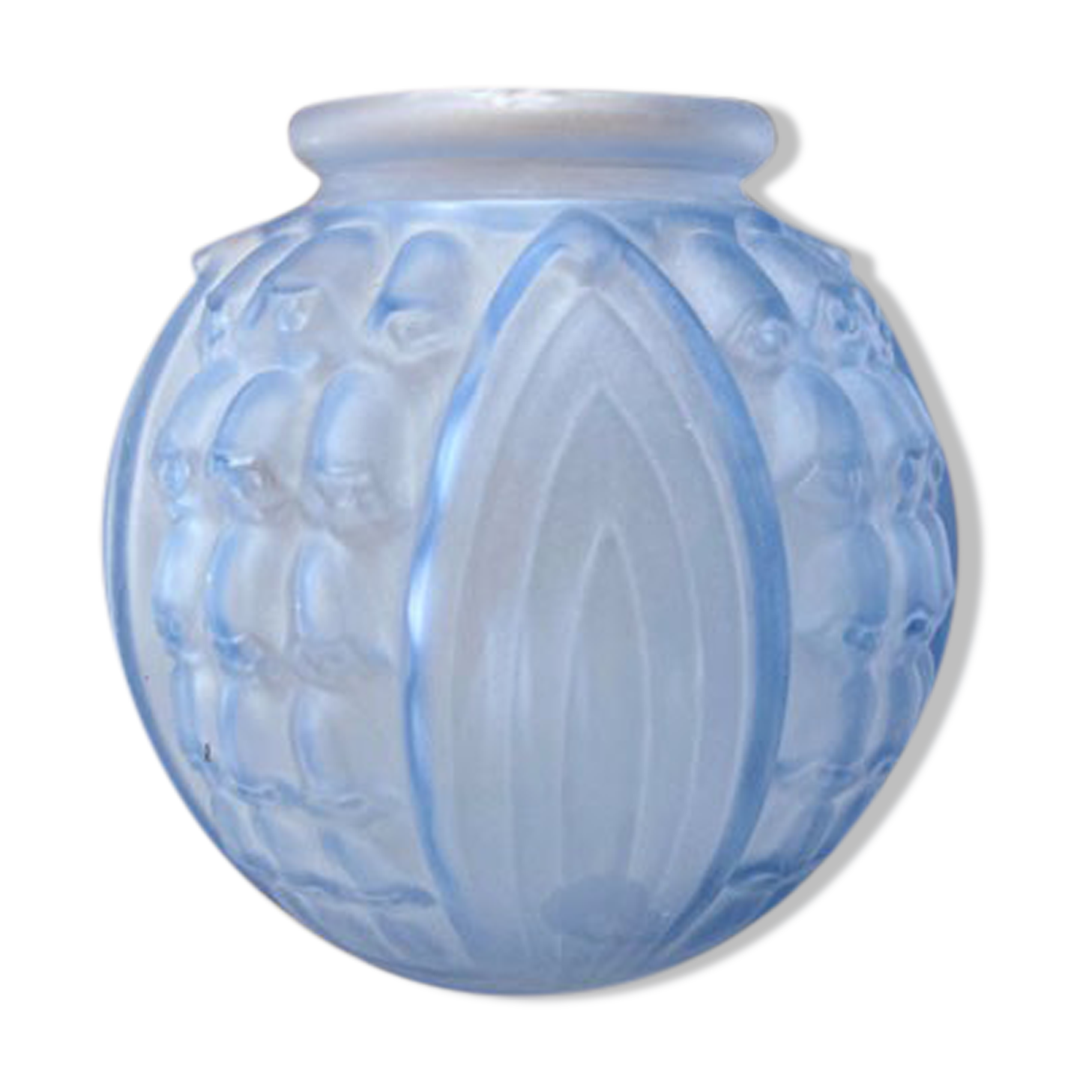 Blue Art Deco ball vase signed Stella