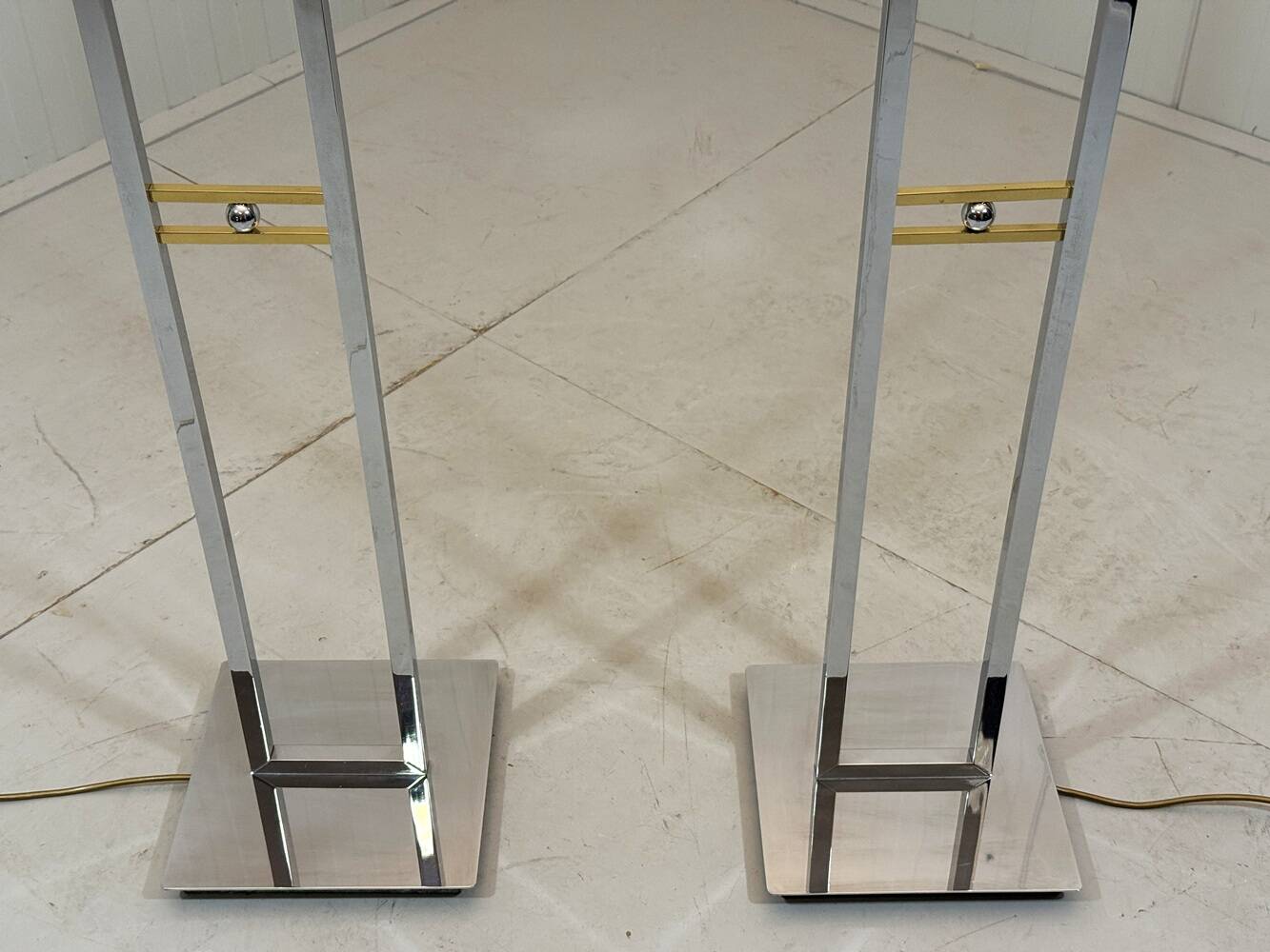 Arte Lumen floor lamps chrome & brass 1970’s, set of 2
