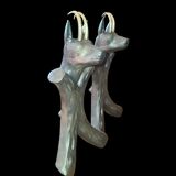 Chenets zoomorphe chamois laiton et fonte
