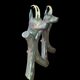 Zoomorphic buff brass and cast iron andirons