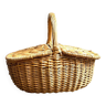Woven wicker picnic basket