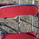 Set de 9 chaises pliantes  des années 70 tweed et métal chromé