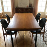 Large vintage extendable wooden dining table – 140 to 224 cm