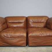 Cognac leather armchairs by BL Arredamenti, 1970s, set of 4