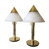 Brass and white opaline lamp by Limburg 1970