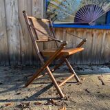 Teak and cane folding chair from the 1900s