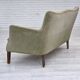 1960s, Danish curved 2-seater sofa, furniture velour, beech wood.