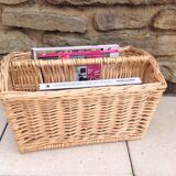 Wicker magazine holder / vintage 60s-70s