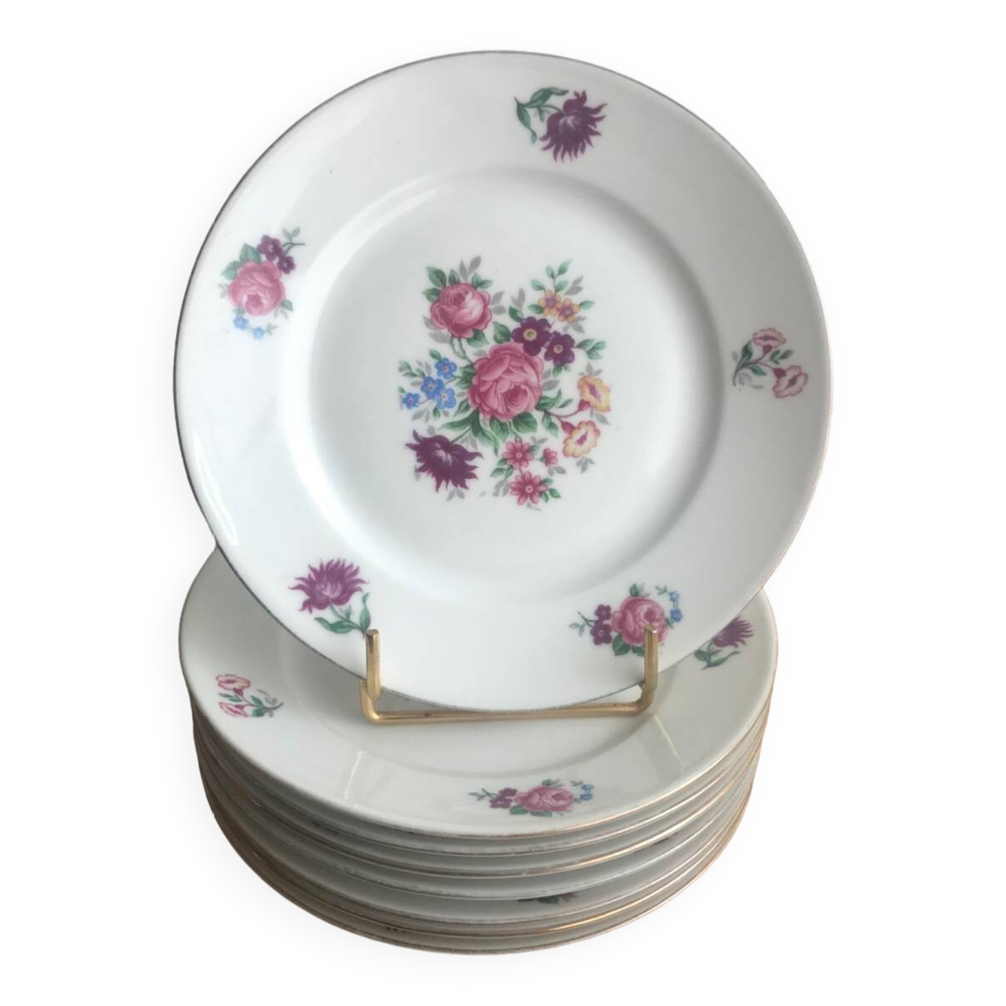 8 Limoges Porcelain Dessert Plates Signed PCL Fleurs 🌺 France