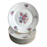 8 Assiettes À Dessert En Porcelaine De Limoges Signé PCL Fleurs 🌺 France