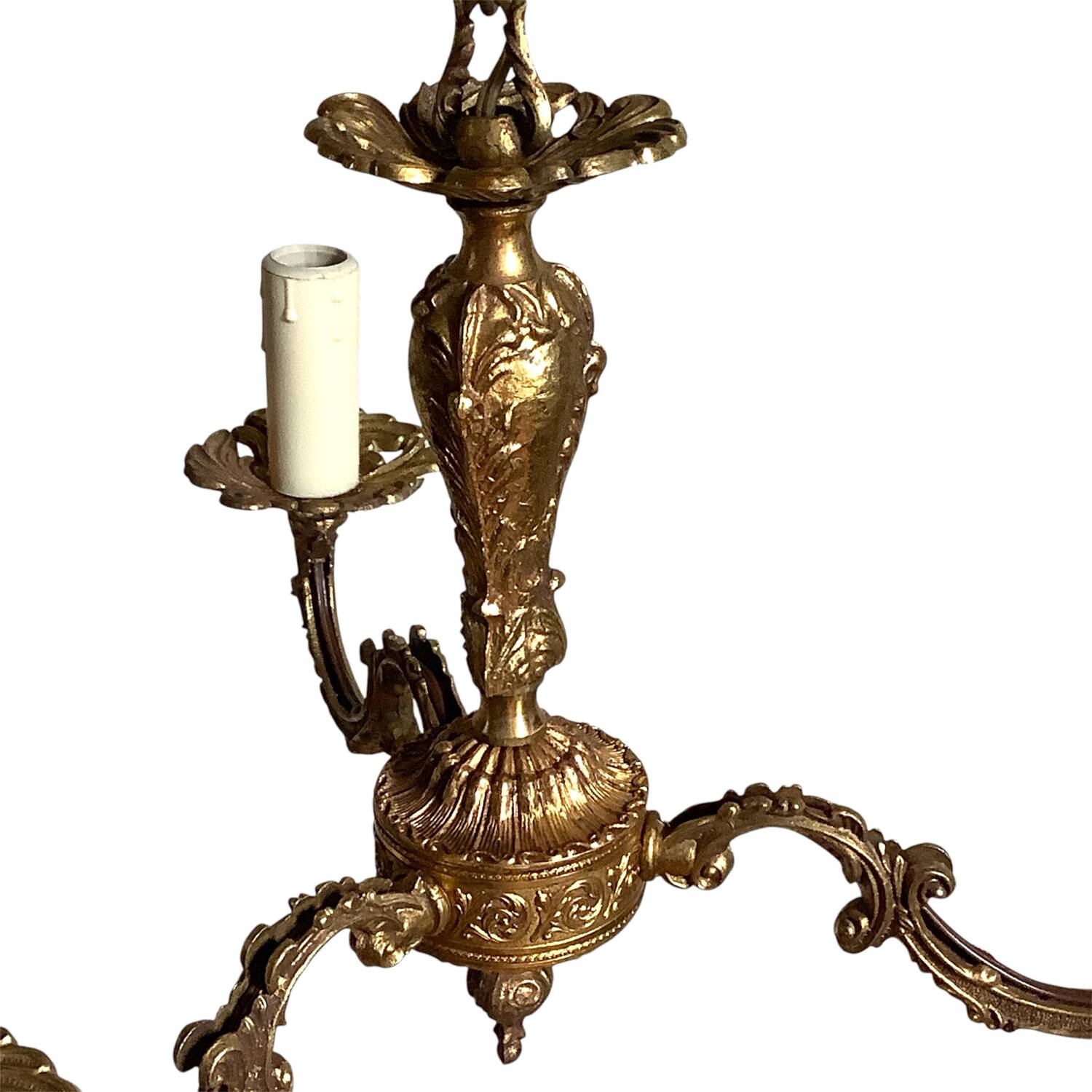 3-branch chandelier in gilded brass