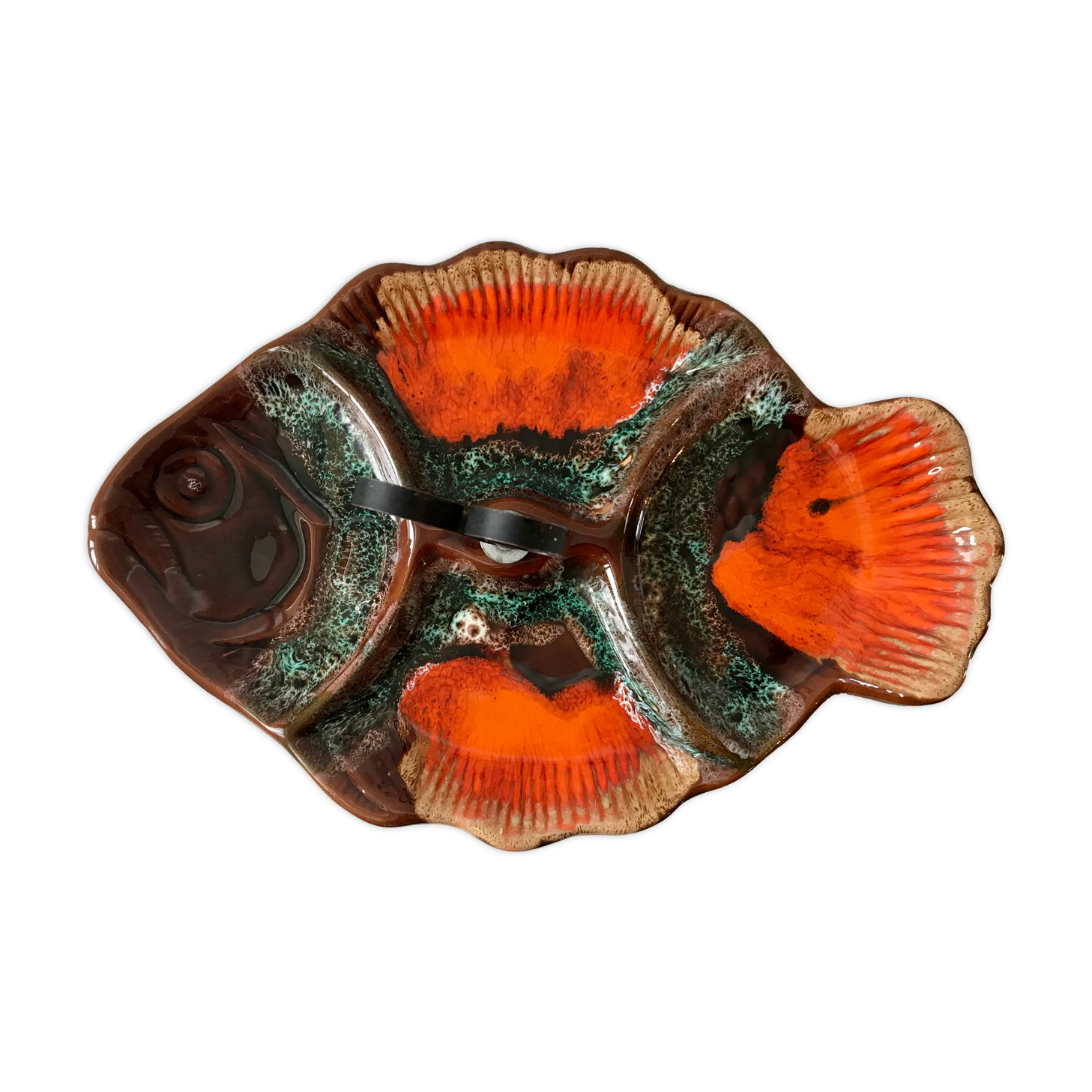 Aperitif dish fish shape signed Vallauris 70s