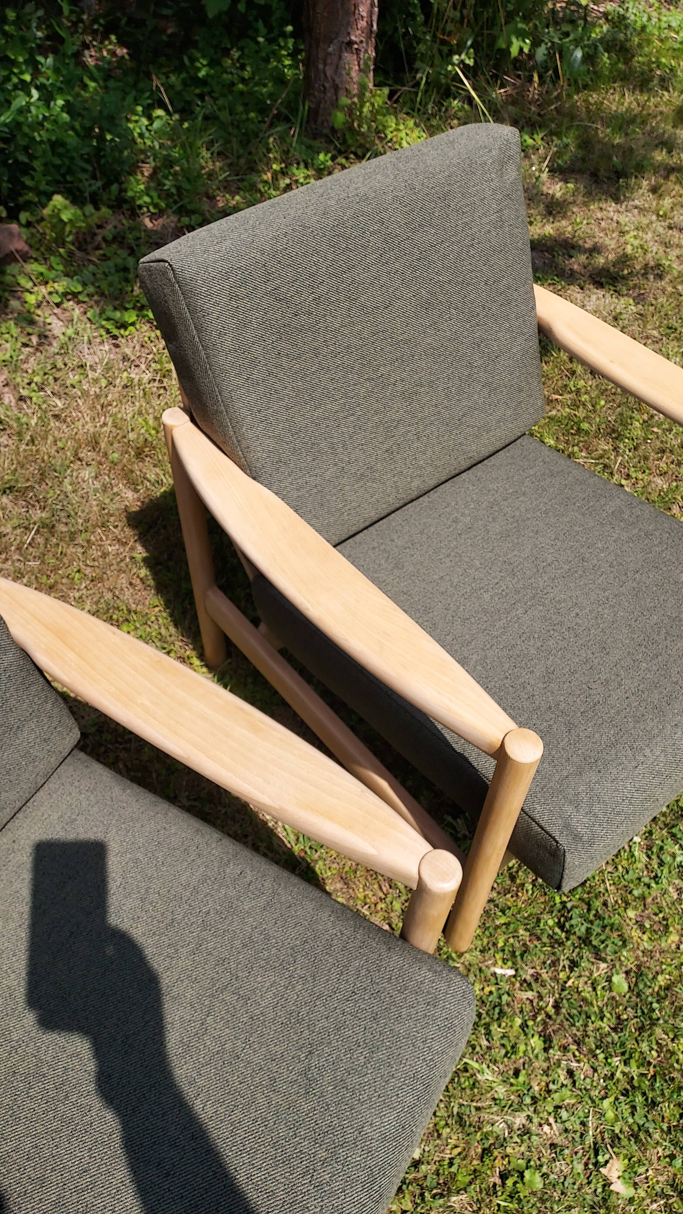 Pair of vintage 1970s armchairs in new fabric
