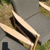 Pair of vintage 1970s armchairs in new fabric