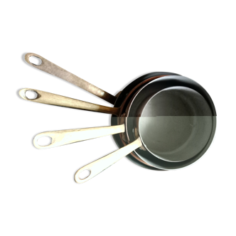 Series of 4 tinned copper pans