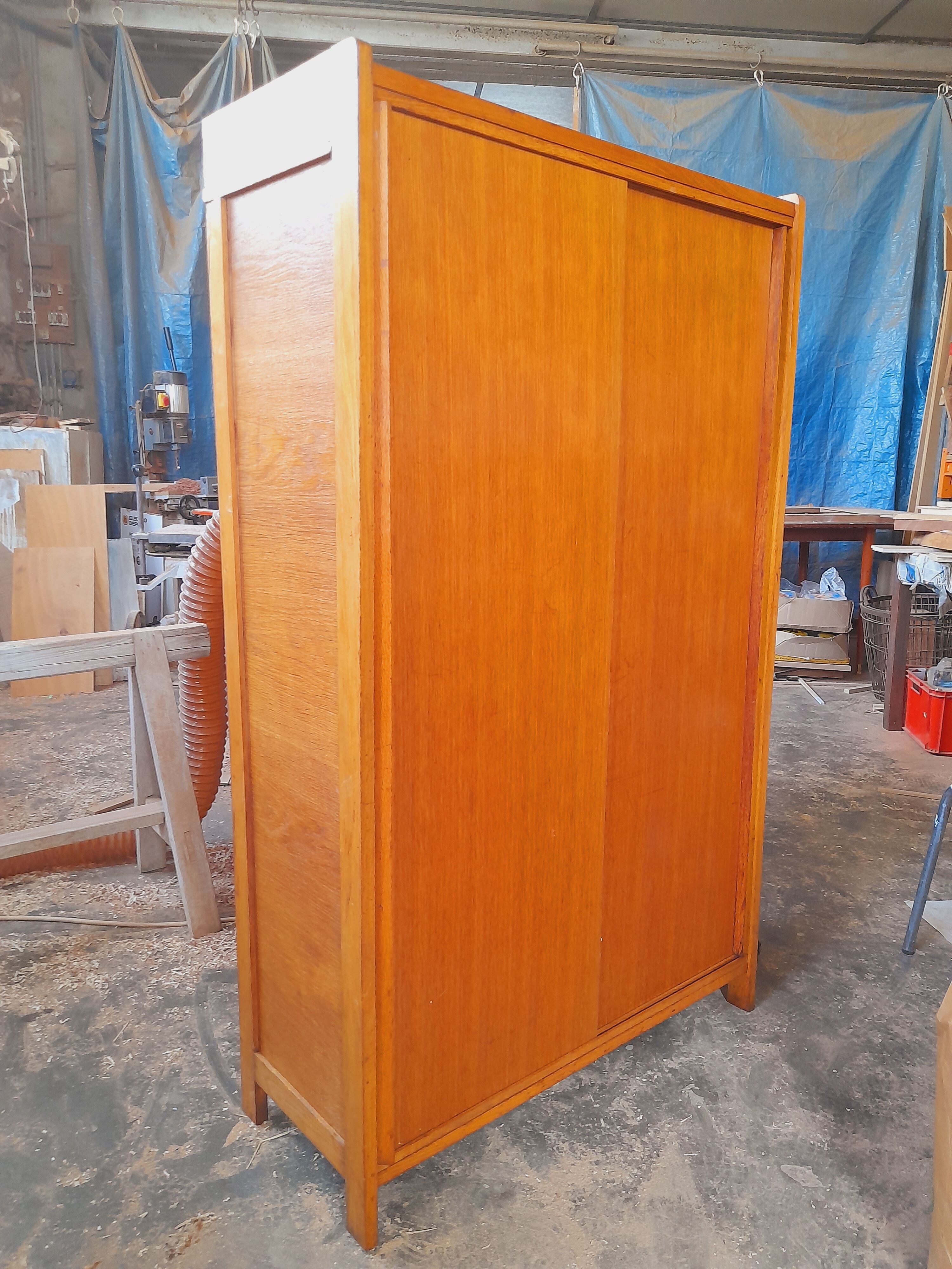 Vintage light sliding cabinet 50s
