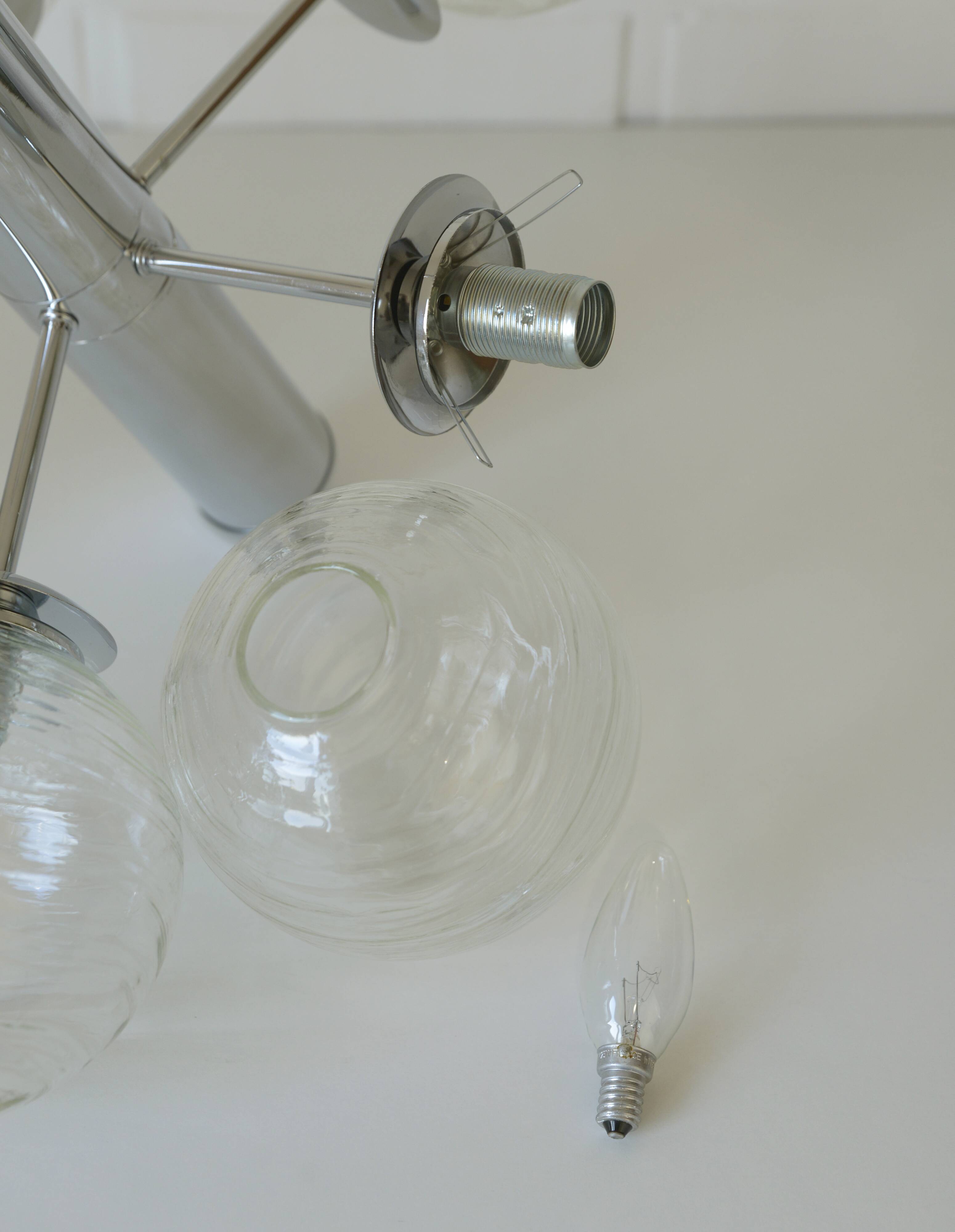 Vintage Pendant Light / Mid Century Modern Sputnik / Chrome Hanging Lamp