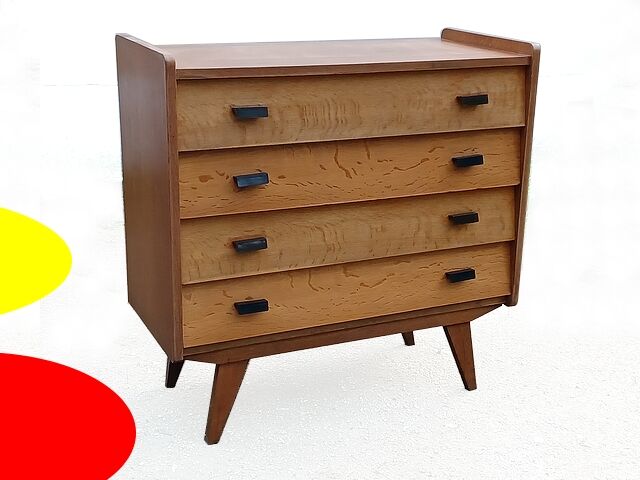 Vintage 1960s chest of drawers with compass legs