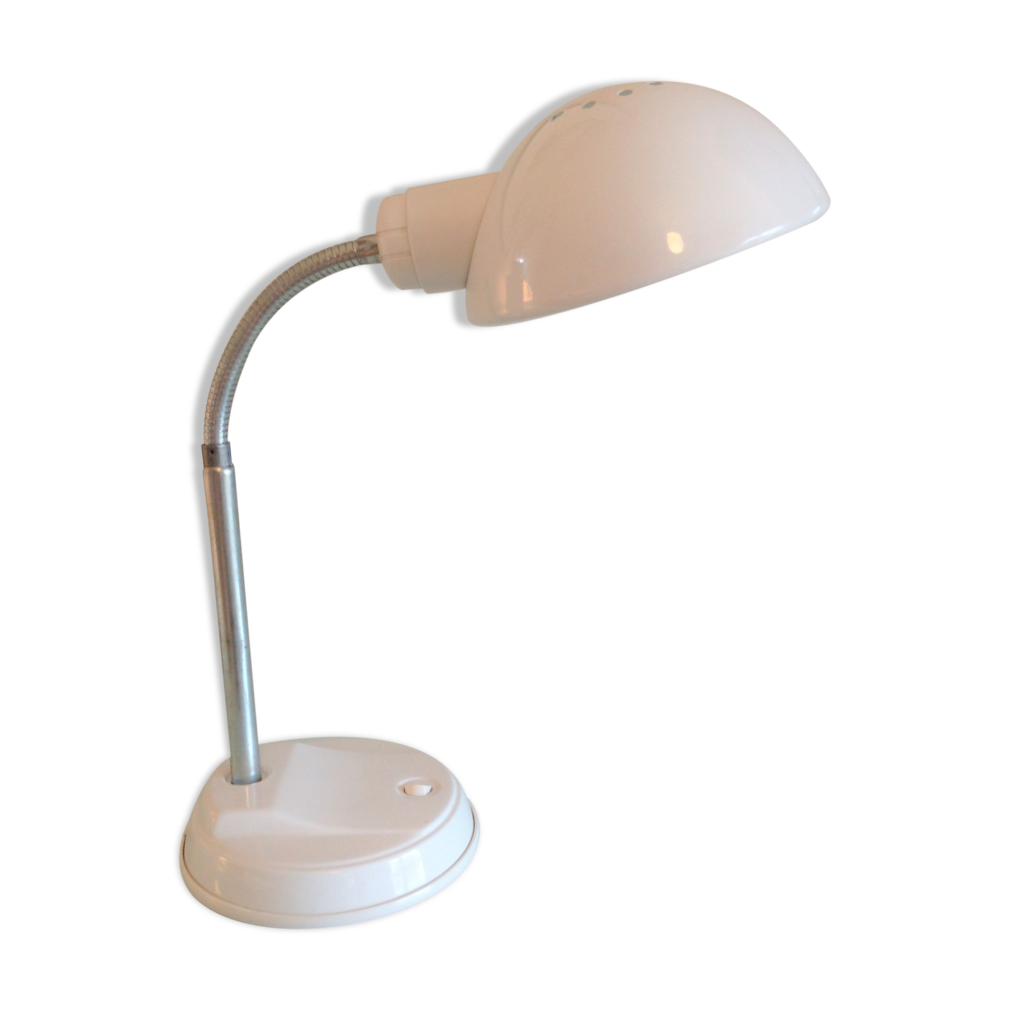 Lampe de bureau en métal blanc vintage années 70/80