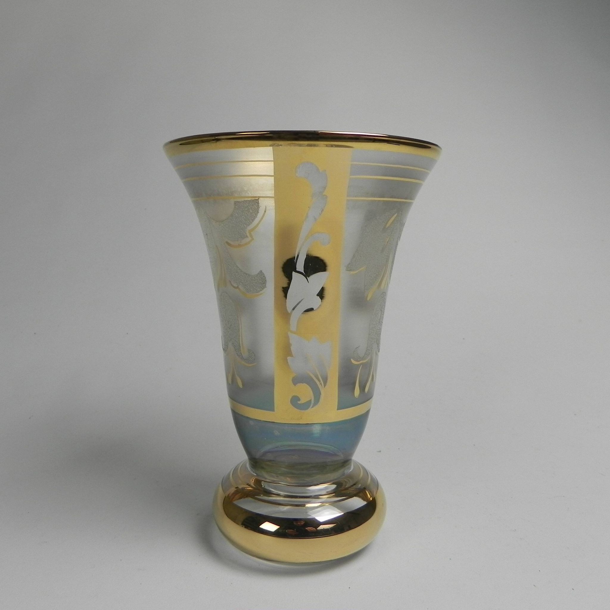 Glass vase with gold decorations, Belgium, 1930s