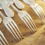 Ercuis 12 antique silver plated metal forks 1910