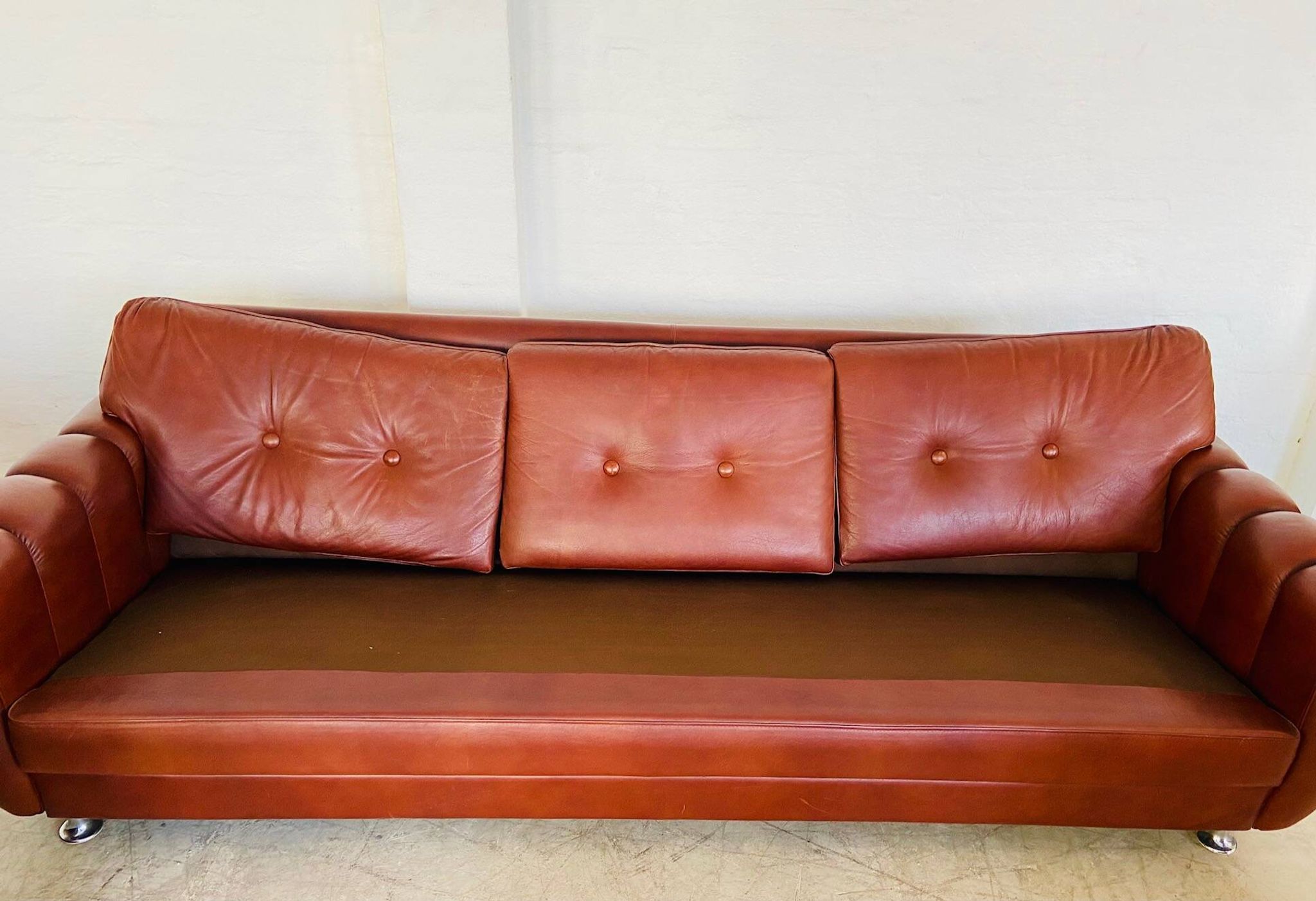 Vintage Danish mid-century Svend Skipper leather club chairs 1970s