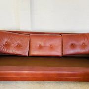 Vintage Danish mid-century Svend Skipper leather club chairs 1970s