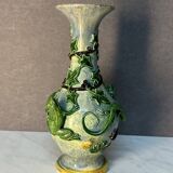 Majolica Palissy vase, dating from the Victorian era circa 1890