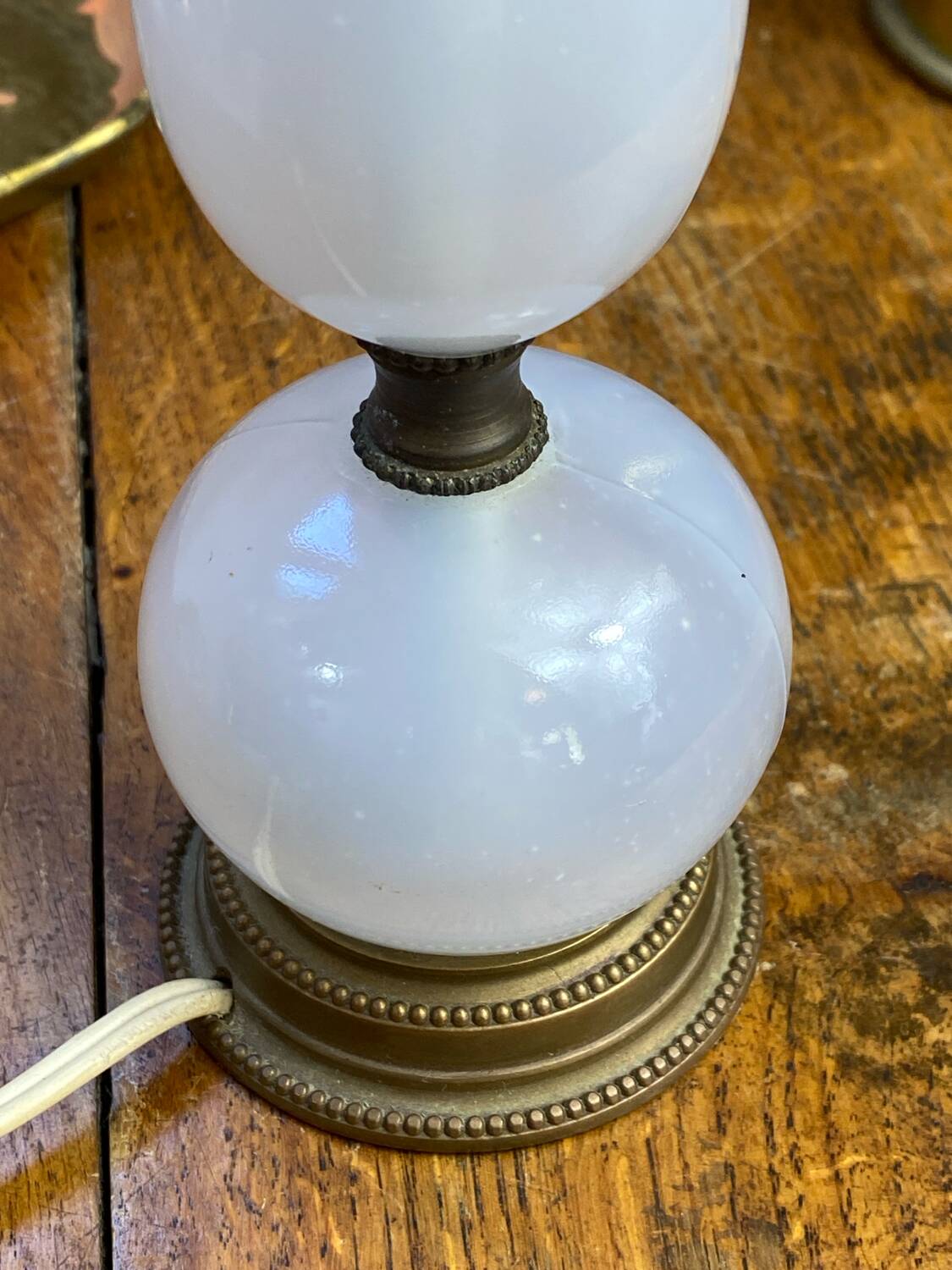 Glass and brass lamp