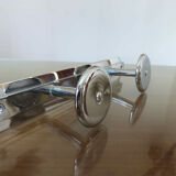 Coat rack in nickel-plated brass, 3 hooks art deco years 40 50