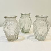 Vase à jacinthe en verre motif géométrique Art Déco 1930