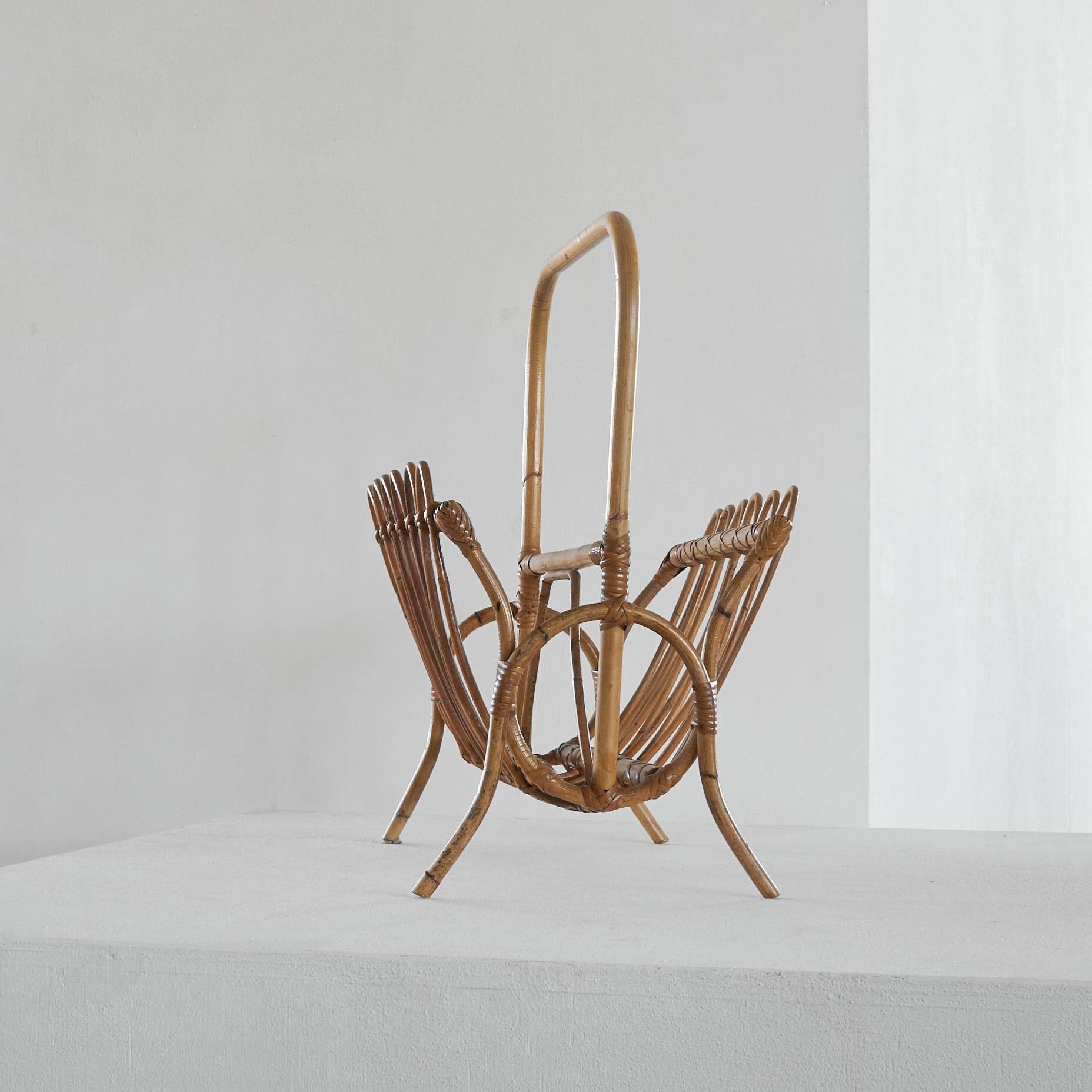 Bamboo magazine rack in mid-century 1960 style