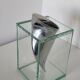 Vase moderniste en aluminium et verre 1980