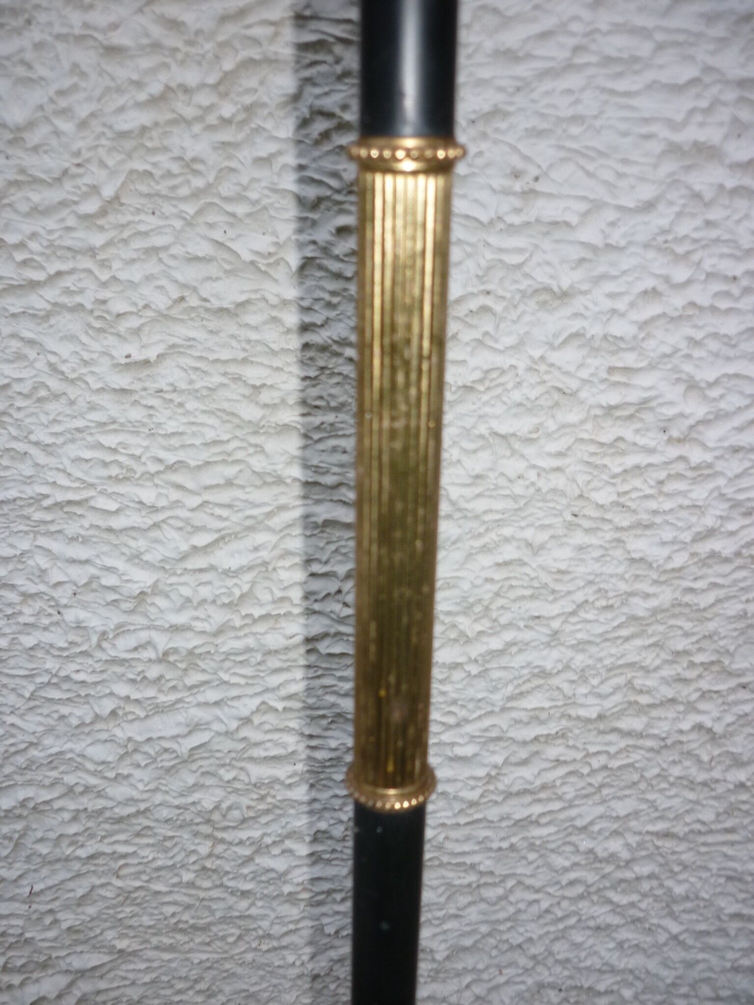 Vintage ringed black and gold brass floor lamp base