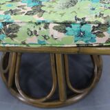 1980s Set of Four Rattan Armchairs with Fabric Pillows