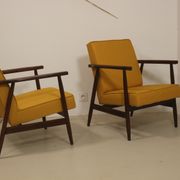 Pair of armchairs Henryk lily 300-190s 1970s yellow fabric