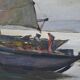 Painting "Sailboats on Calm Sea", oil on canvas, signed C. Bustad – 1928