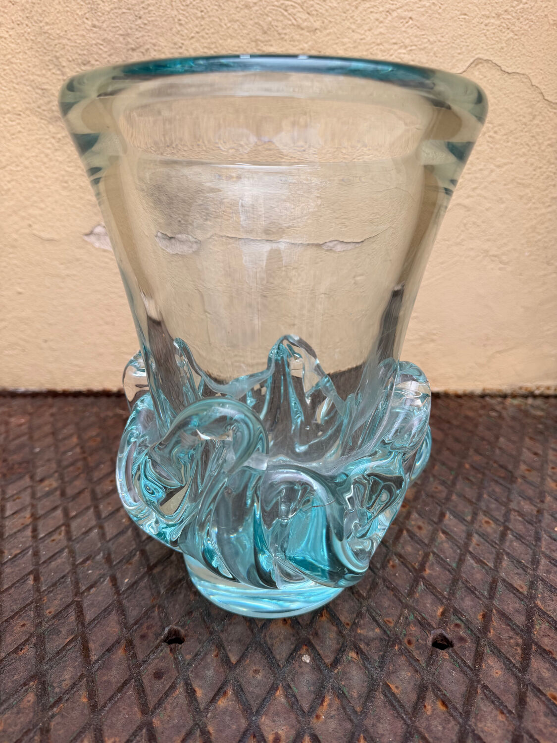 Large Daum Nancy vase Lorraine cross blue Sorcy model 1930
