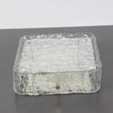 1 of 4 Square glass ice Murano ceiling light, Kaiser, Germany, 1970s