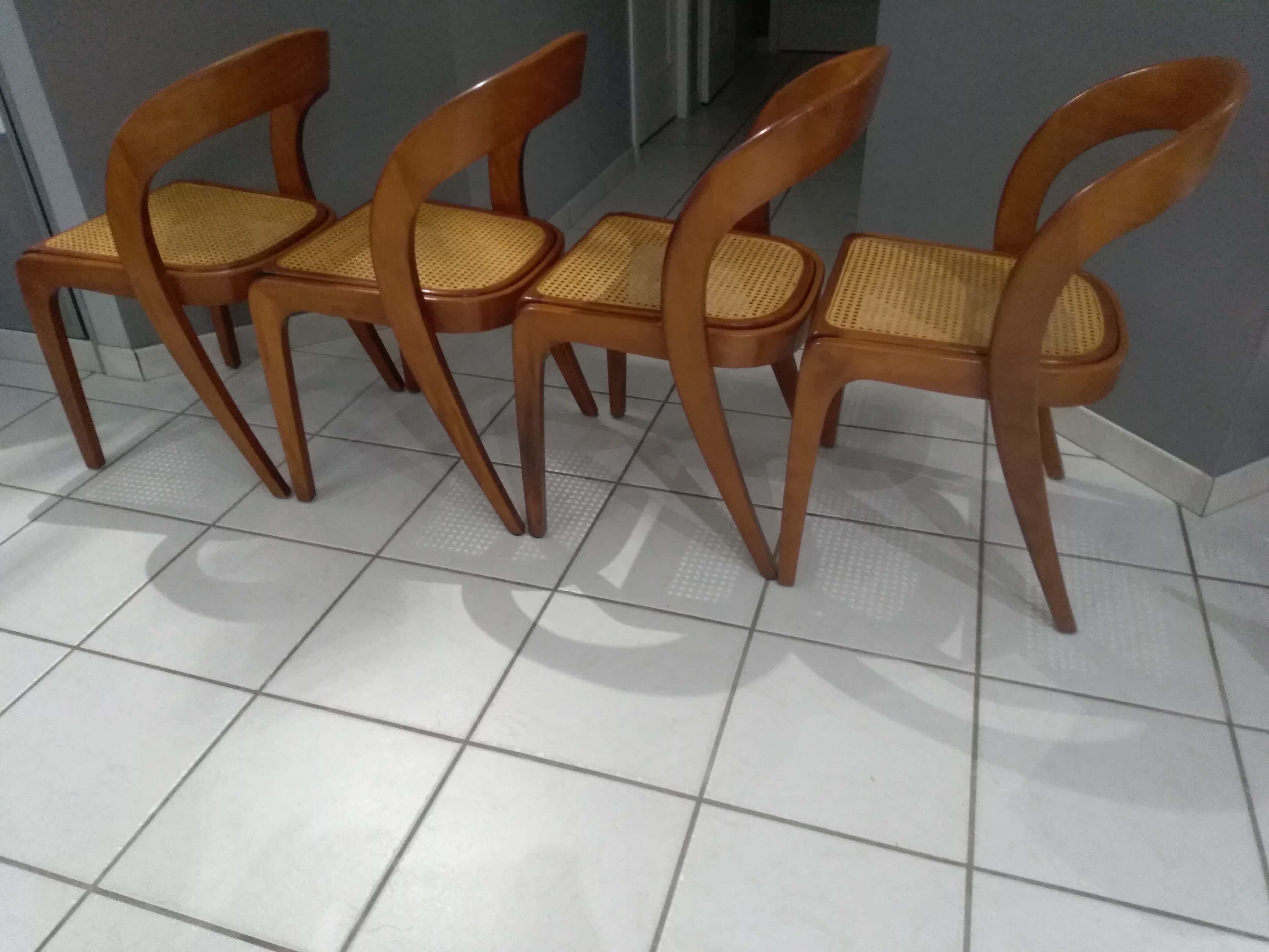 Suite of 4 chairs Baumann model Vintage Gondola 1970s