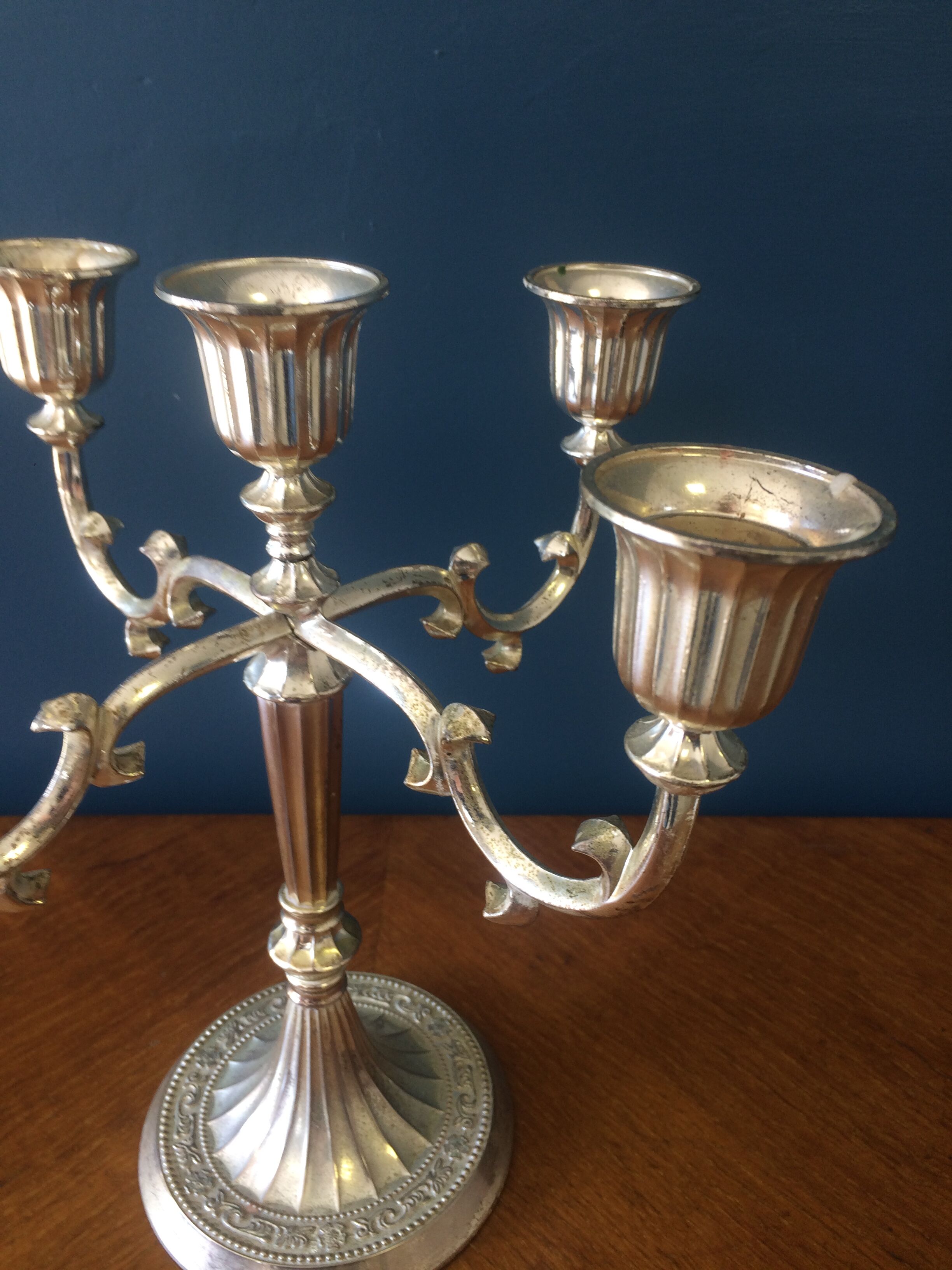 Antique candlestick in silver metal