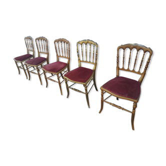 Set de 5 chaises estampillé meyssignac cannés doré vintage